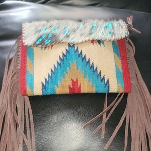 American darling cowhide and blanket crossbody